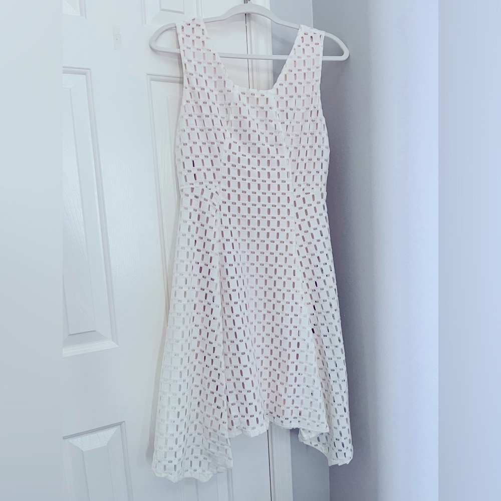 DKNY white and nude asymmetrical dress